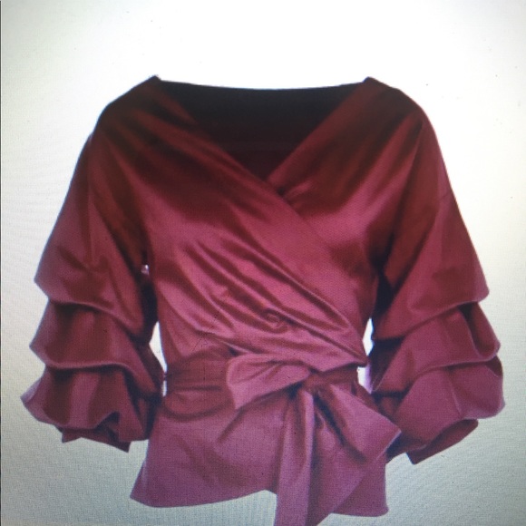 ruffle tiered sleeve wrap top